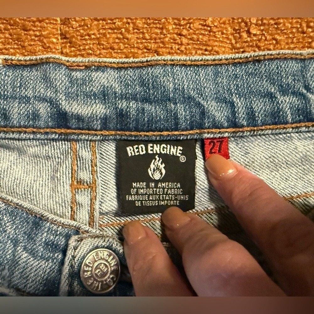Red Engine Distressed Bootcut Flare‎ Jeans Light Wash Y2K Low Rise Size 27 - Picture 10 of 11